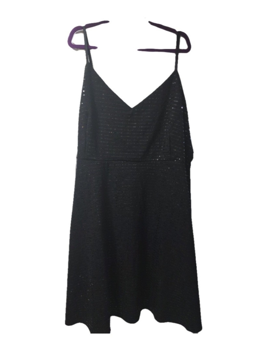 Sparkle-Trim Black Mini Slip Dress with Adjustable Straps